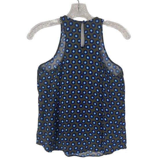 J Crew Sleeveless Blouse Womens Size 2 Green Blue Summer - Picture 2 of 8